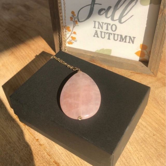 Faceted Rose Quartz Teardrop Pendant - Picture 3 of 5